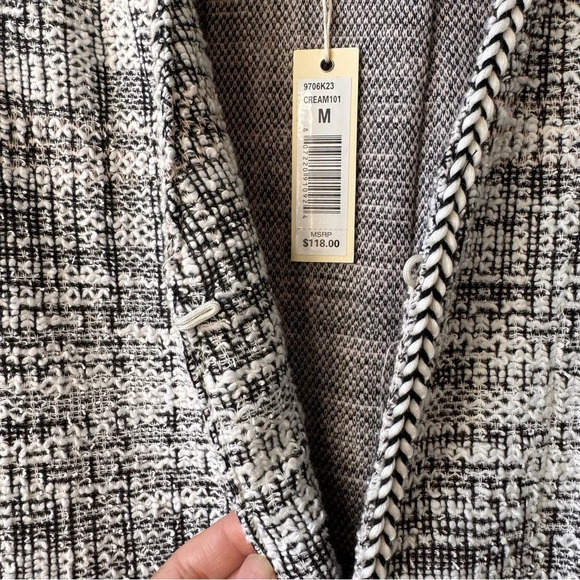 NWT Max Studio Tweed Nautical knit Blazer Sweater cardigan neutral Medium - Picture 8 of 12